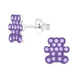 Bear - 925 Sterling Silver Kids Ear Studs with Crystal SD45396