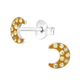 Moon - 925 Sterling Silver Kids Ear Studs with Crystal SD45398
