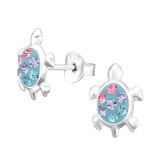 Turtle - 925 Sterling Silver Kids Ear Studs with Crystal SD45400