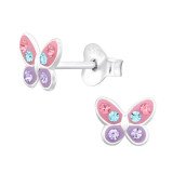 Butterfly - 925 Sterling Silver Kids Ear Studs with Crystal SD45401