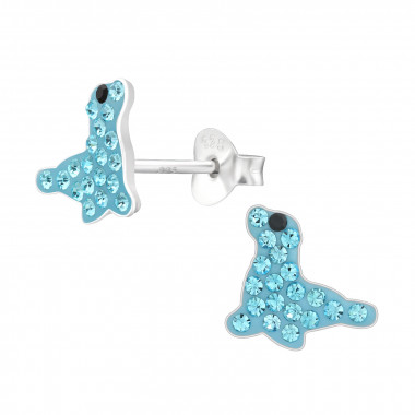 Seal - 925 Sterling Silver Kids Ear Studs with Crystal SD45402