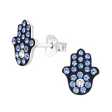 Hamsa - 925 Sterling Silver Kids Ear Studs with Crystal SD45403