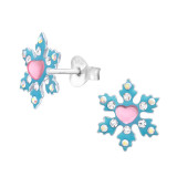 Snowflake - 925 Sterling Silver Kids Ear Studs with Crystal SD45405