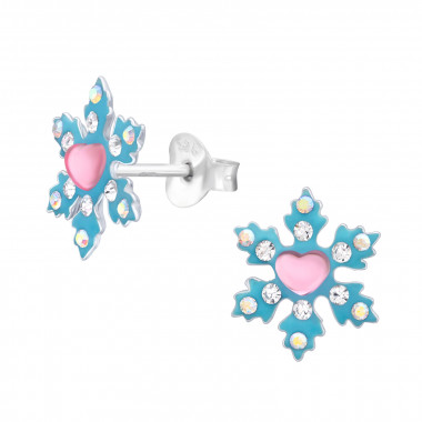 Snowflake - 925 Sterling Silver Kids Ear Studs with Crystal SD45405