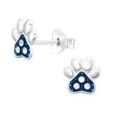 Paw Print - 925 Sterling Silver Kids Ear Studs with Crystal SD45561