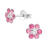 Flower - 925 Sterling Silver Kids Ear Studs with Crystal SD45676