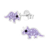 Dinosaur - 925 Sterling Silver Kids Ear Studs with Crystal SD45885