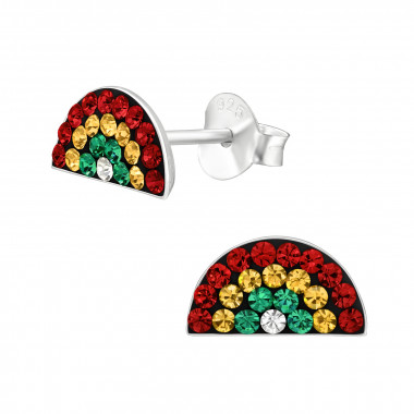 Semicircle - 925 Sterling Silver Kids Ear Studs with Crystal SD45900