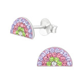 Semicircle - 925 Sterling Silver Kids Ear Studs with Crystal SD45901
