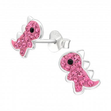 Dinosaur - 925 Sterling Silver Kids Ear Studs with Crystal SD45911