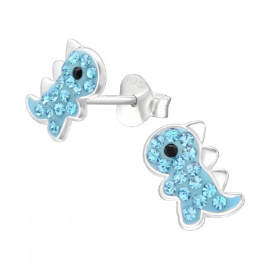 Dinosaur - 925 Sterling Silver Kids Ear Studs with Crystal SD45912
