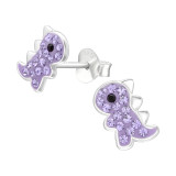 Dinosaur - 925 Sterling Silver Kids Ear Studs with Crystal SD45913