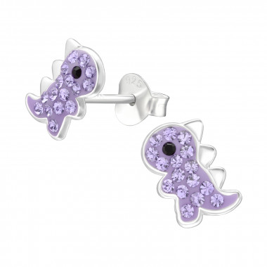 Dinosaur - 925 Sterling Silver Kids Ear Studs with Crystal SD45913