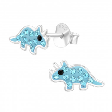 Dinosaur - 925 Sterling Silver Kids Ear Studs with Crystal SD45915