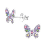 Butterfly - 925 Sterling Silver Kids Ear Studs with Crystal SD46108