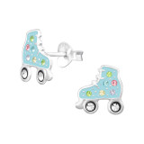 Roller Skates - 925 Sterling Silver Kids Ear Studs with Crystal SD46109