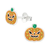 Pumpkin - 925 Sterling Silver Kids Ear Studs with Crystal SD46118