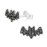Bat - 925 Sterling Silver Kids Ear Studs with Crystal SD46128