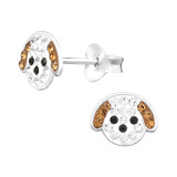 Dog - 925 Sterling Silver Kids Ear Studs with Crystal SD46131