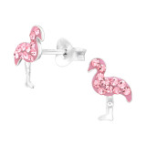 Flamingo - 925 Sterling Silver Kids Ear Studs with Crystal SD46230