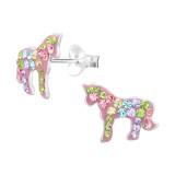 Unicorn - 925 Sterling Silver Kids Ear Studs with Crystal SD46247