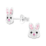 Rabbit - 925 Sterling Silver Kids Ear Studs with Crystal SD46292