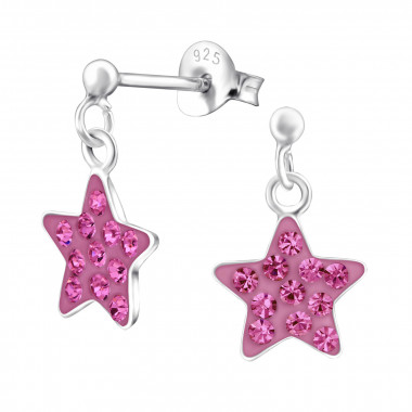 Star - 925 Sterling Silver Kids Ear Studs with Crystal SD4641