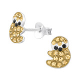 Sloth - 925 Sterling Silver Kids Ear Studs with Crystal SD46565