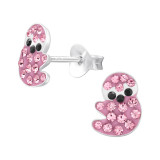 Sloth - 925 Sterling Silver Kids Ear Studs with Crystal SD46566