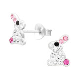 Rabbit - 925 Sterling Silver Kids Ear Studs with Crystal SD46567
