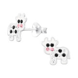 Cow - 925 Sterling Silver Kids Ear Studs with Crystal SD46568