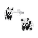 Panda - 925 Sterling Silver Kids Ear Studs with Crystal SD46570