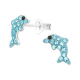 Dolphin - 925 Sterling Silver Kids Ear Studs with Crystal SD46574