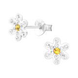 Flower - 925 Sterling Silver Kids Ear Studs with Crystal SD46592