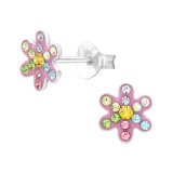 Flower - 925 Sterling Silver Kids Ear Studs with Crystal SD46594
