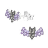 Bat - 925 Sterling Silver Kids Ear Studs with Crystal SD46595