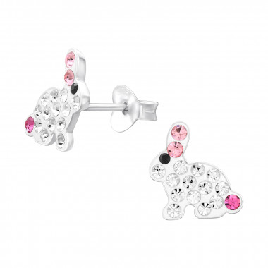 Rabbit - 925 Sterling Silver Kids Ear Studs with Crystal SD46598