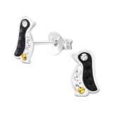 Penguin - 925 Sterling Silver Kids Ear Studs with Crystal SD46599