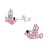 Bird - 925 Sterling Silver Kids Ear Studs with Crystal SD46600