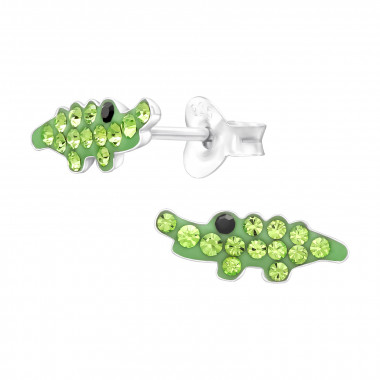 Crocodile - 925 Sterling Silver Kids Ear Studs with Crystal SD46601