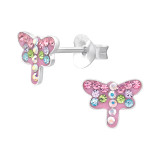 Butterfly - 925 Sterling Silver Kids Ear Studs with Crystal SD46608