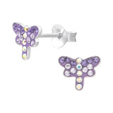 Butterfly - 925 Sterling Silver Kids Ear Studs with Crystal SD46609