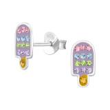 Popsicle - 925 Sterling Silver Kids Ear Studs with Crystal SD46624