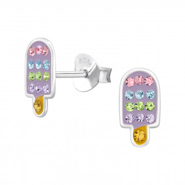 Popsicle - 925 Sterling Silver Kids Ear Studs with Crystal SD46624