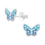 Butterfly - 925 Sterling Silver Kids Ear Studs with Crystal SD47322