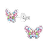 Butterfly - 925 Sterling Silver Kids Ear Studs with Crystal SD47323