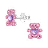 Teddy Bear - 925 Sterling Silver Kids Ear Studs with Crystal SD47326