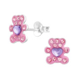 Teddy Bear - 925 Sterling Silver Kids Ear Studs with Crystal SD47326
