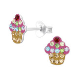 Cupcake - 925 Sterling Silver Kids Ear Studs with Crystal SD47663