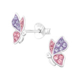 Butterfly - 925 Sterling Silver Kids Ear Studs with Crystal SD47901